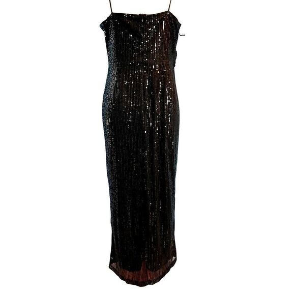 NWT AREA STARS Black Sequin Special Occasion Midi Dress Tulip Hemline L Cocktail - Picture 9 of 12